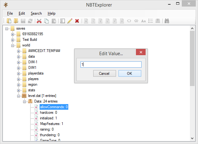 change gamerule with nbtexplorer